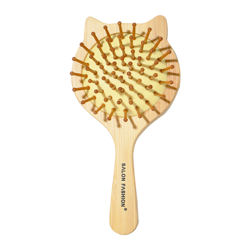 Cepillo de pelo de bambú para mujer, bolsa de aire, peines de bambú de dientes anchos, cepillo de cuero cabelludo de masaje suave, peine de barbero, herramientas de peinado de peluquería: Naranja