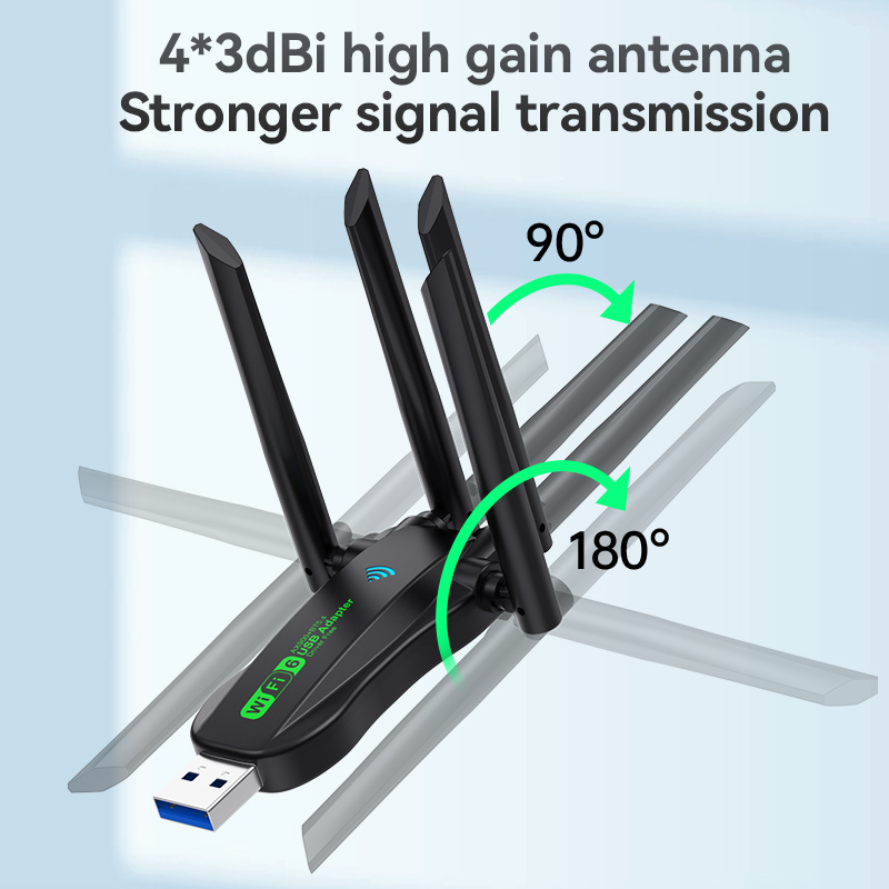 Scheda di rete WiFi 900Mbps 2.4G/5Ghz Bluetooth 5.4 Dongle Wi-Fi6 AX900 Ricevitore wireless USB a 4 antenne per PC/Laptop Driver gratuito