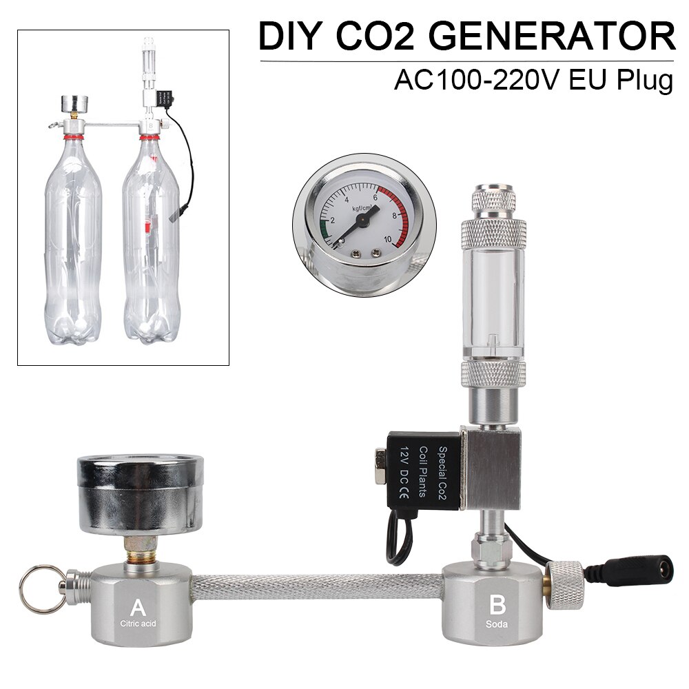 For Aquatic Plant Growth Aquarium Accessories Aquarium CO2 Generator System Kit DIY Bubble Counter Diffuser With Solenoid valve