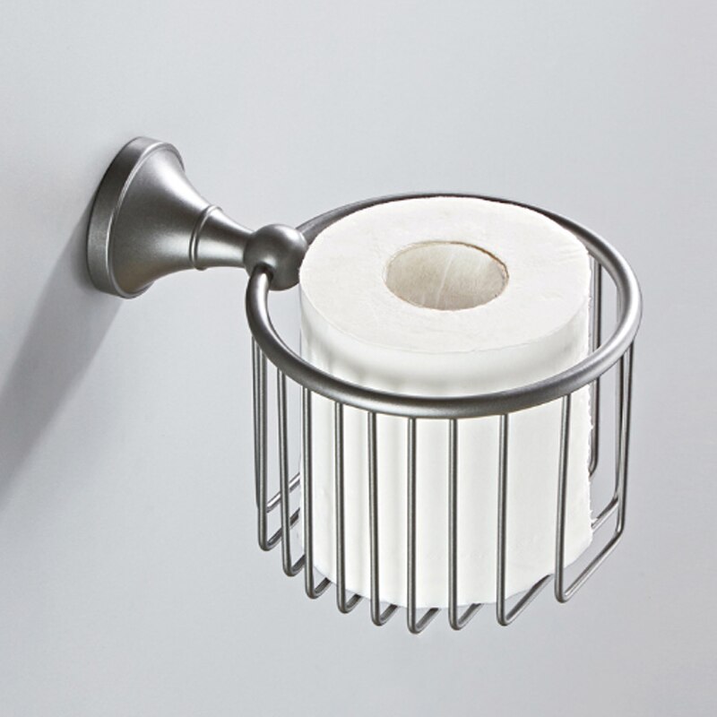 Grey Bathroom Hardware Set Brass Wall Mouted Toilet Brush Holder WC Paper Towel Roll Rack Soap Dish Bath Accessories Equipment: Paper Holder Storage