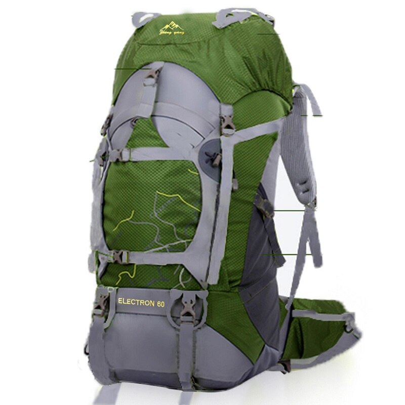 Fengtu 60l vandrerygsæk dagtaske til mænd og kvinder vandtæt camping rejserygsæk udendørs klatring sportspose: Grøn
