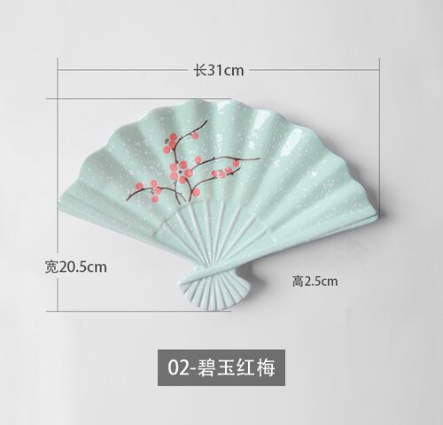 Plat à Sushi en céramique blanc/noir/vert | Vaisselle japonaise en forme d'éventail, assiette Snack créative en éventail: A002