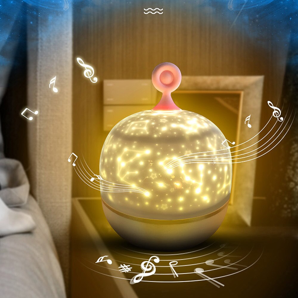 Gwiaździsta lampa projektora doprowadziło romantyczna marzycielska obrotowa lampka nocna walentynki prezent urodzinowy dla dzieci pozytywka