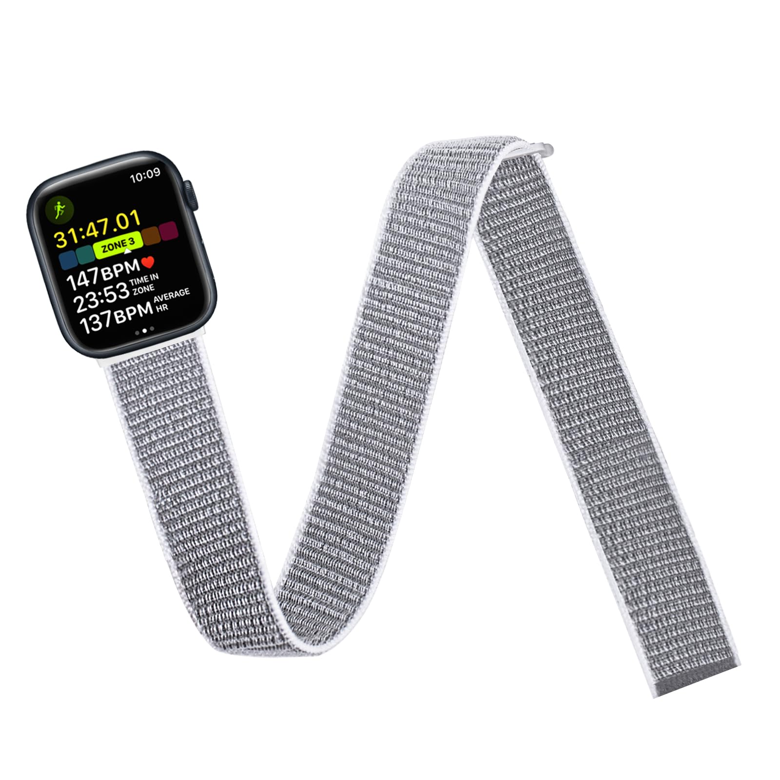 Sport enkel-/armbanden compatibel met Apple Watch 49 mm 45 mm 44 mm 42 mm 41 mm 40 mm 38 mm, nylon band voor IWatch Ultra SE-serie 9: XS / Zilver