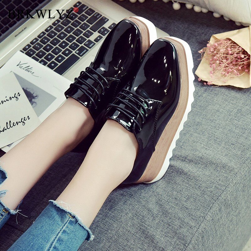 Herfst dames wedges schoenen platform oxford dames schoenen dames casual schoenen dames veterschoenen dames sneakers