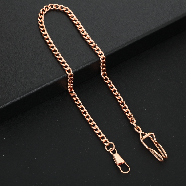 Ouywei-Cadena de acero inoxidable para reloj de bolsillo mecánico, accesorio para , plata, bronce, negro, dorado: ChainB Rose Gold