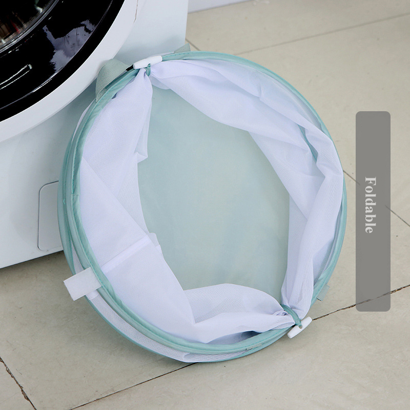 Nordic Style Folding Laundry Basket Waterproof Cloth Bucket Mesh Storage Basket Bin Toy Basket Bucket Organizer Large Capacity