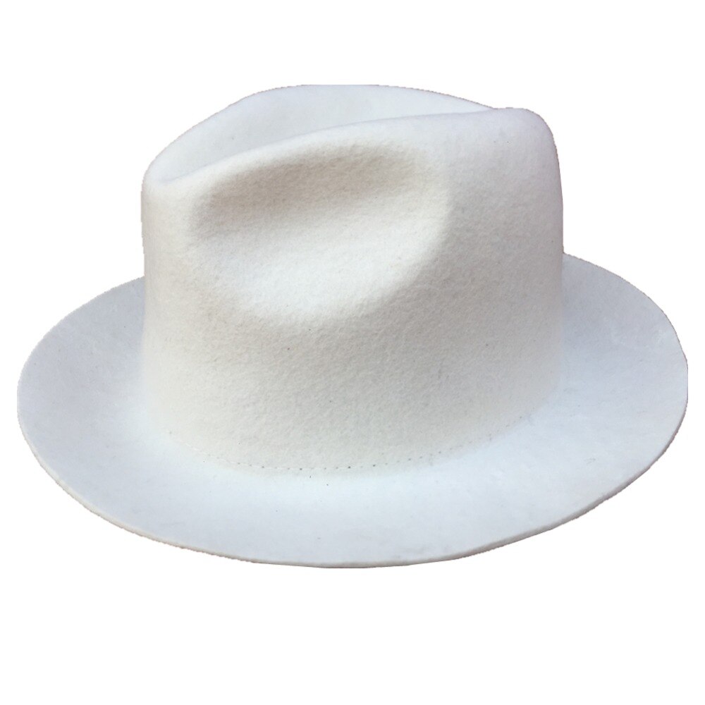 Sombrero Fedora blanco de fieltro de lana a la para mujeres o hombres