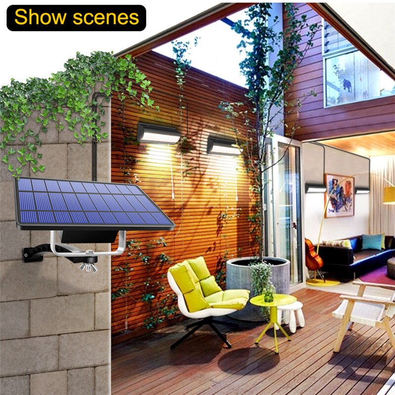 Lampe solaire suspendue avec interrupteur et interrupteur, éclairage pour l'intérieur et l'extérieur, lumière unique en deux parties, allumage/extinction automatique, idéal pour une chambre, un balcon ou une terrasse, modèle de LED