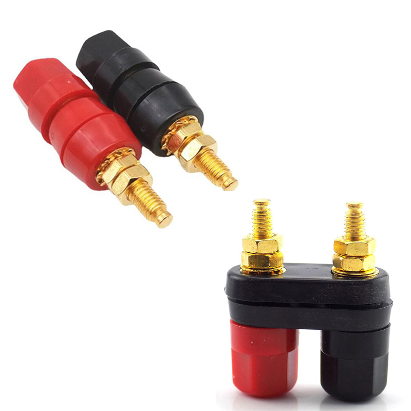 Conector Banana para amplificador, clavija para clavija, conectores de bricolaje, color rojo y negro, poste de encuadernación para altavoz, 1 a 5 unidades