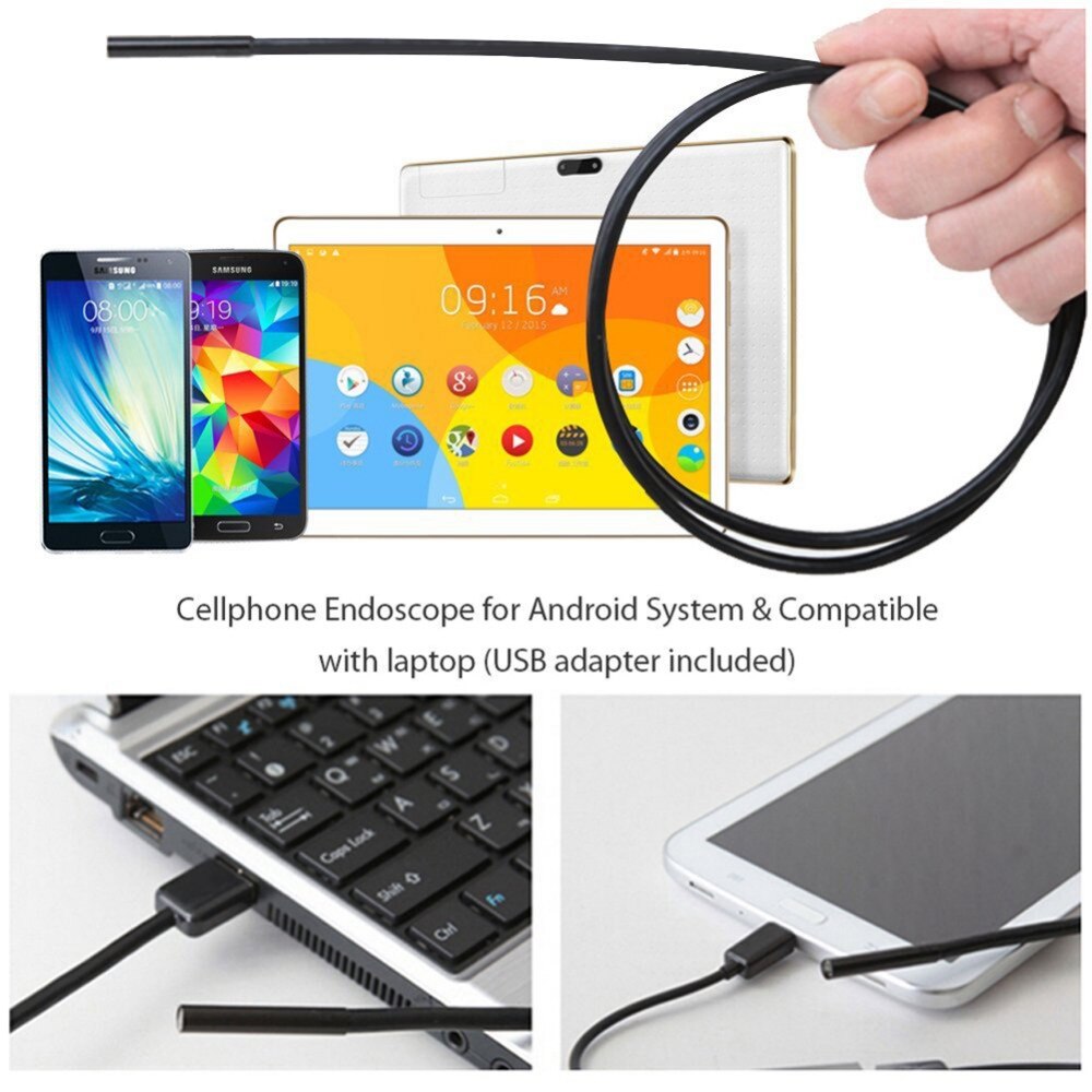 5.5mm Lens Android OTG USB Endoscope Camera 1M Smart Android Phone USB Borescope Inspection Snake Tube Camera 6LED