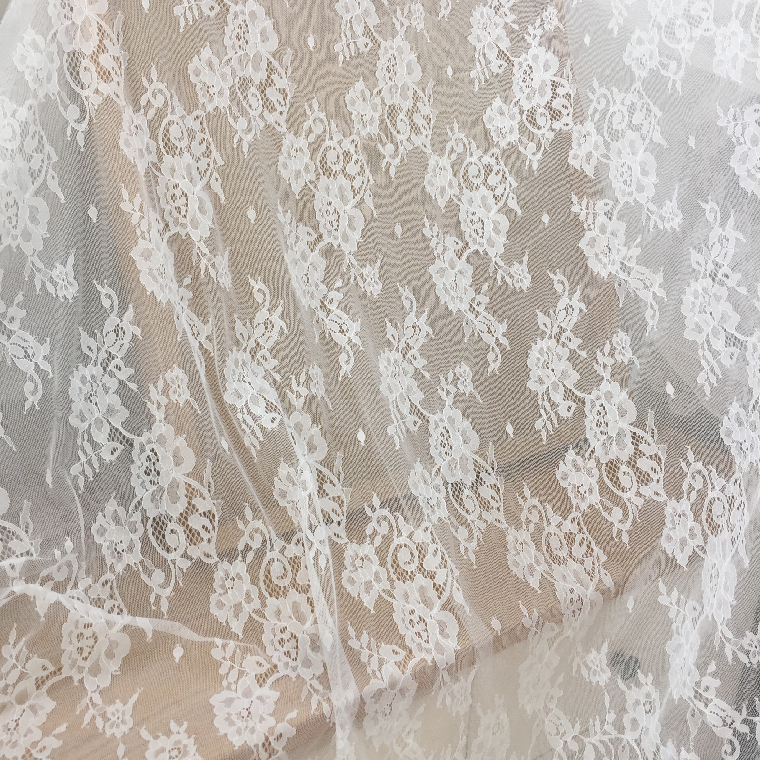 3 Meter Bridal Chantilly Kant Stof, Lingerie Kant, Wimper Bruiloft Kant Stof, Bruids Kant Stof, zachte, Chantilly