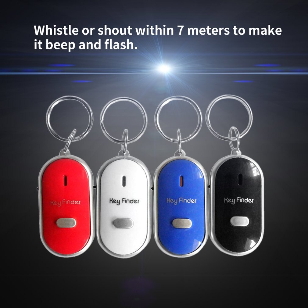 LED Whistle Key Finder Flashing Beeping Sound Control Alarm Anti-Lost Key Locator Finder Tracker with Key Ring