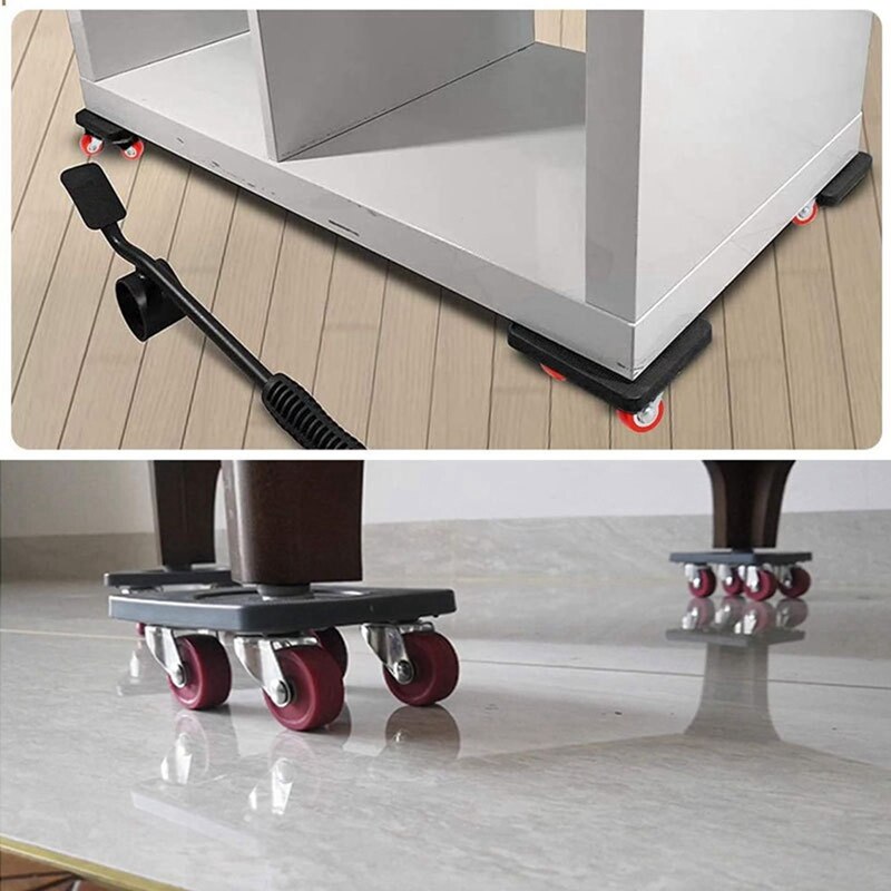5 Pcs Furniture Mover Set Transport Lifter Heavy Stuff Moving 4 Wheeled Mover Roller with Wheel Bar Moving Device Tools