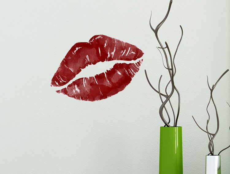 5 stilfarve vinger rød læbe træ wallstickers til s... – Grandado