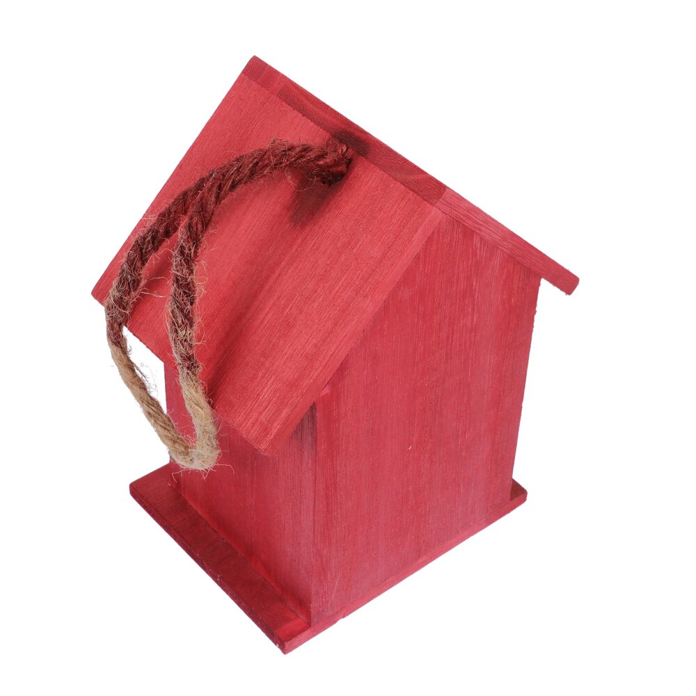 Decorative Bird House Wooden Hanging Bird Nest Bird Feeder Birdhouse: Red