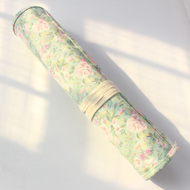 Pędzle malarskie piórnik zawijane grube płótno zawinąć etui 20 etui na uchwyt organizator etui idealne przechowywanie na pędzel makijaż: kwiat