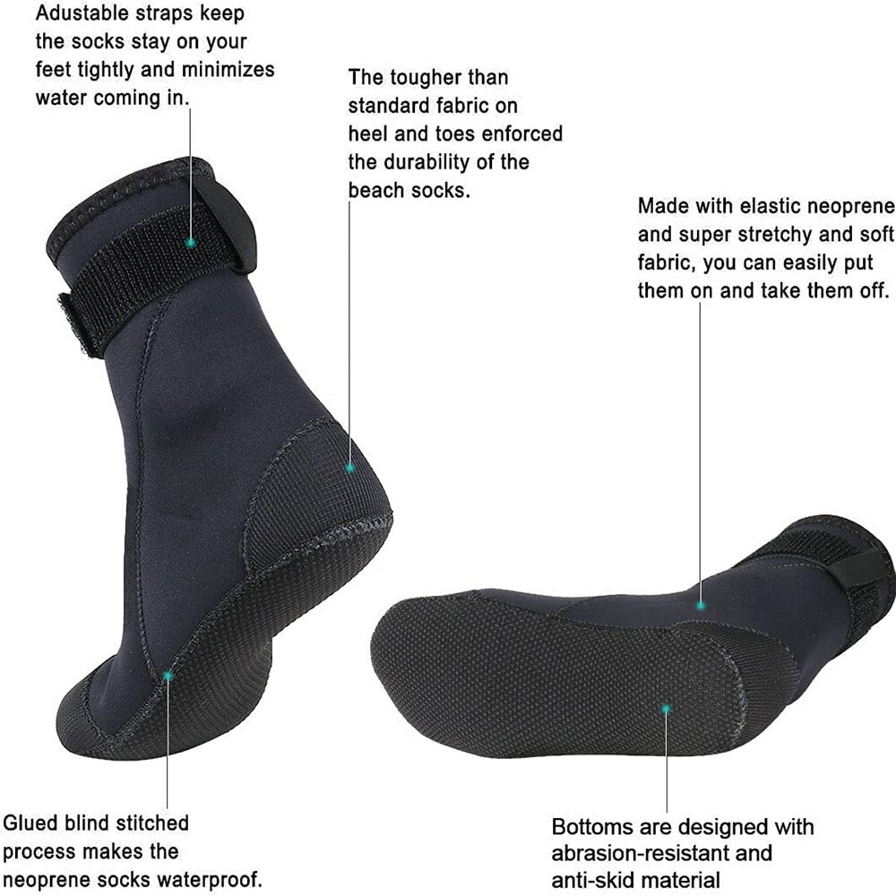 Water Booties 3mm Neoprene Socks Beach Volleyball Sand Soccer Diving Swimming Surfing Snorkeling Fishing Wading Kayaking Rafting