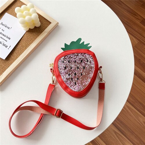 Sacs à bandoulière transparents à paillettes pour enfants, jolis sacs à main à fraises pour filles, Mini sac à épaule pour bébés, porte-monnaie: Sequin Red
