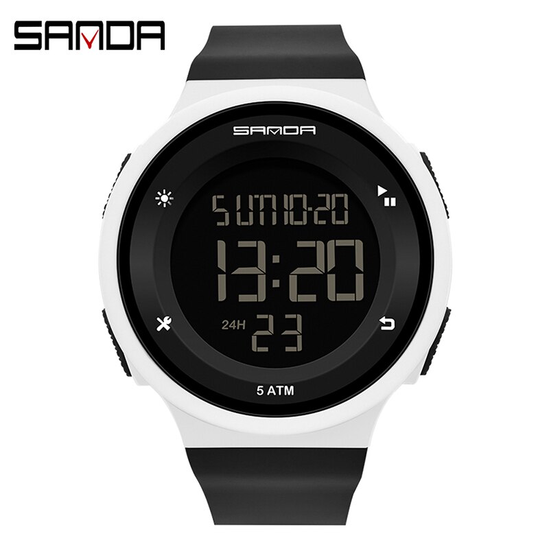 Digitale dameshorloges, jongens, meisjes, studenten, led siliconen horloge, roze, mooie digitale dameshorloges, alarm, vrouwelijke relogio: Wit zwart