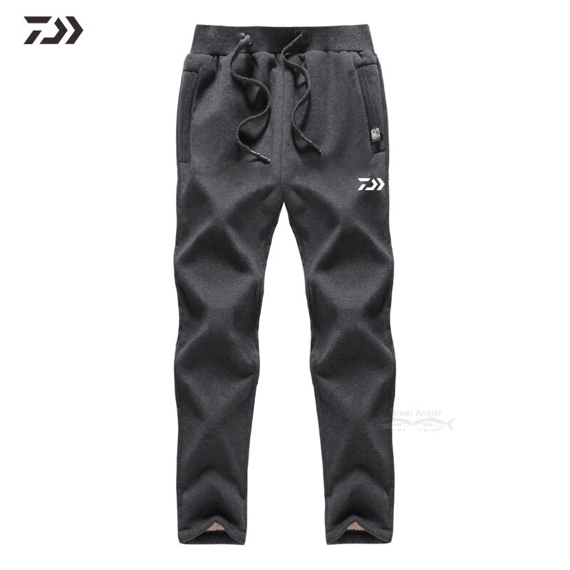 Winter Thermische DAIWA Trekkoord Vissen Broek Mannen Effen Outdoor Sport Vissen Broek Thicken Joggingbroek Vissen Kleding: Grijs / 4XL