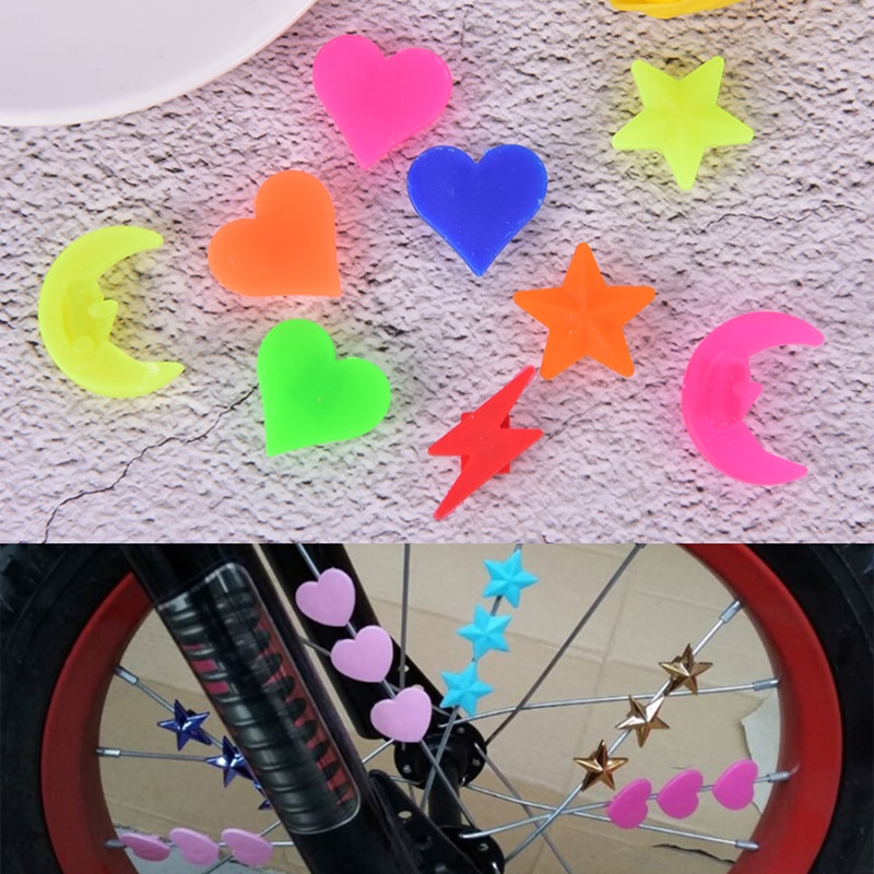 36 pçs estrela luminosa mista bicicleta roda falou contas clipe plástico falou grânulos de arame grânulos de bicicleta decorações