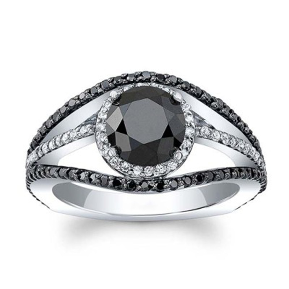 Huitan Jahrgang Anmutigen Ringe für Frauen Blume aufbringen Schwarz/Weiß Stein Hochzeit Braut Party Ringe Schmuck Tropfen Ring: 6