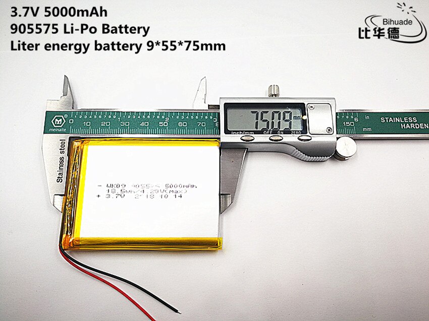 10pcs Liter energy battery Good Qulity 3.7V,5000mAH 905575 Polymer lithium ion / Li-ion battery for tablet pc BANK,GPS,mp3,mp4