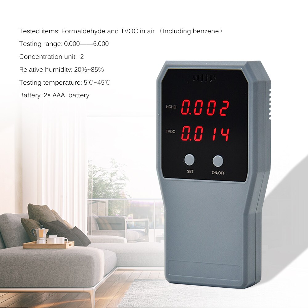 Air Monitor Formaldehyde Detector Vervuiling Meter Indoor Hcho Tvoc Tester Real Time Lucht Tester Met Lcd-scherm