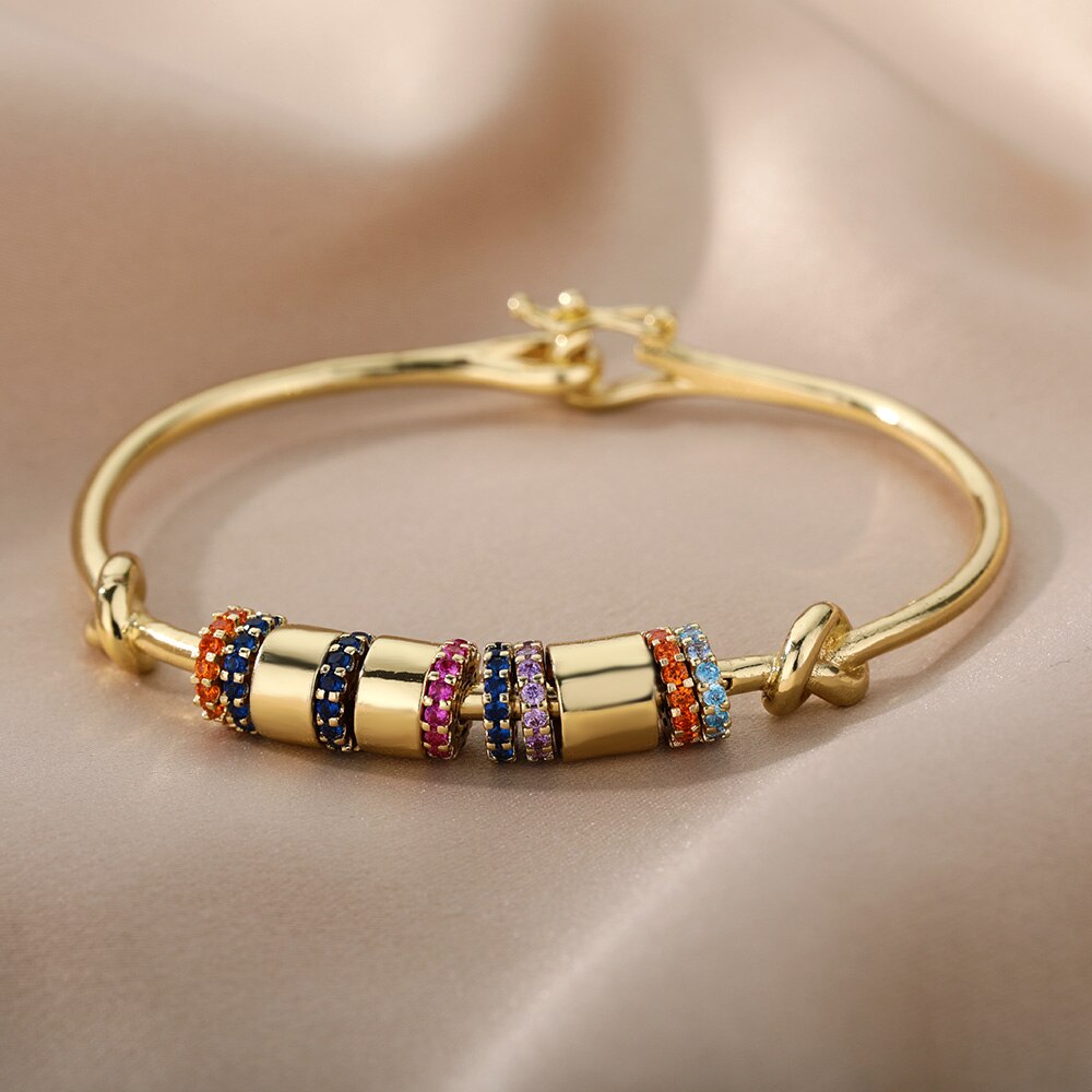 Bohemen Roestvrij Stalen Armband Voor Vrouwen Gekleurde Zirkoon Bangle Boho Mode-sieraden Bijoux Femme