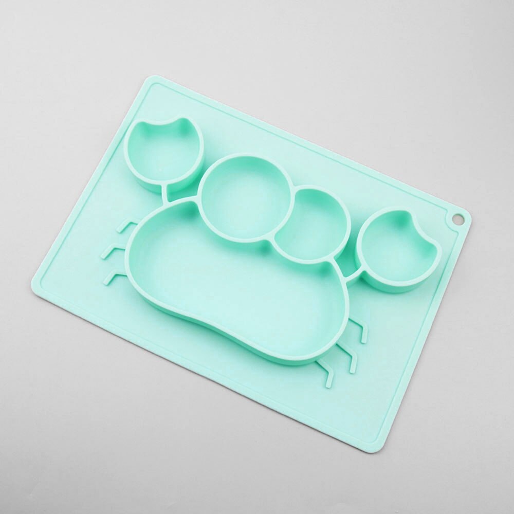 Silicone world Baby Plates Safe Silicone Dining Plate Children Dishes -proof Training Tableware Kids Feeding Silicone Bowls: Green Crab