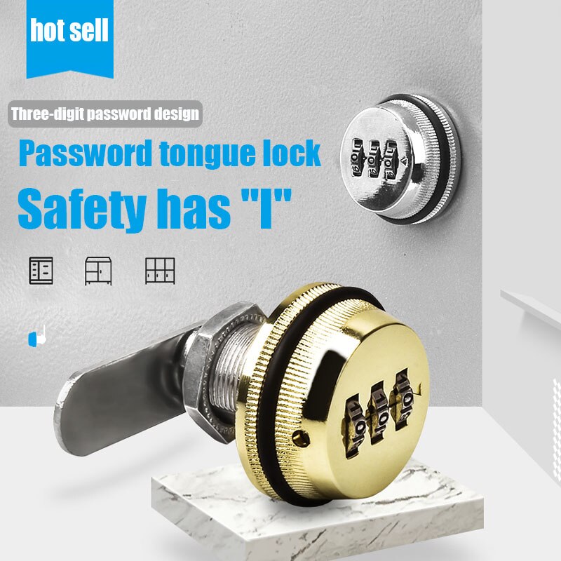 Safety lock combination lock polished chrome-zinc alloy coded password mailbox cabinet locker