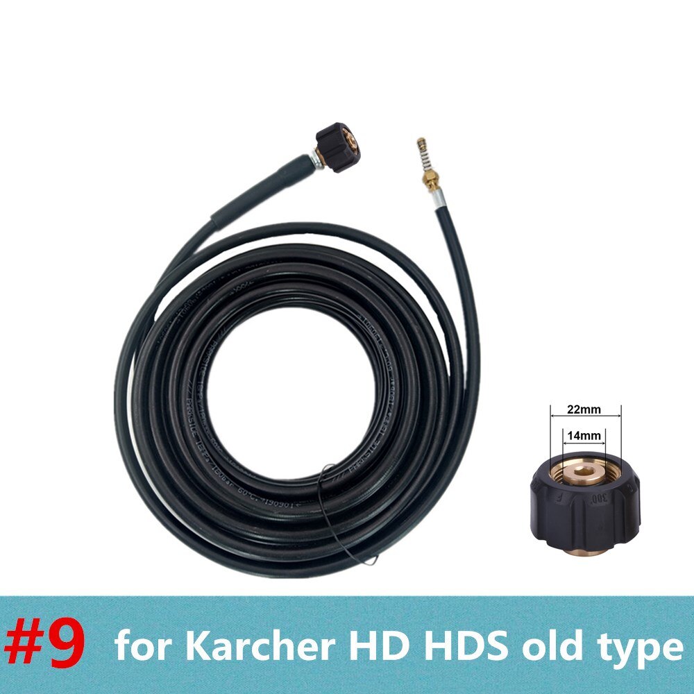 Hnyri 10m 33ft.  vattenrengöringsslang avloppsrör för karcher/lavor/interskol/huter/nilfisk/elitech rengöringstryckmaskin: Typ 9