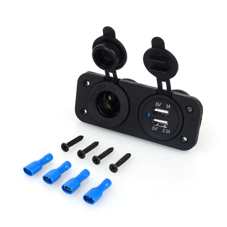 Dual Usb Car Auto Sigarettenaansteker Splitter 12V Lader Power Adapter Outlet Huishoudelijke Socket Dc 12V Input power Adapter