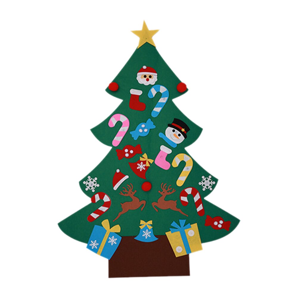 Vitrina de decoración de árbol de Navidad, fieltro artesanal con adornos desmontables, de Navidad para chico, perchero, decoración para puerta y pared: 1C