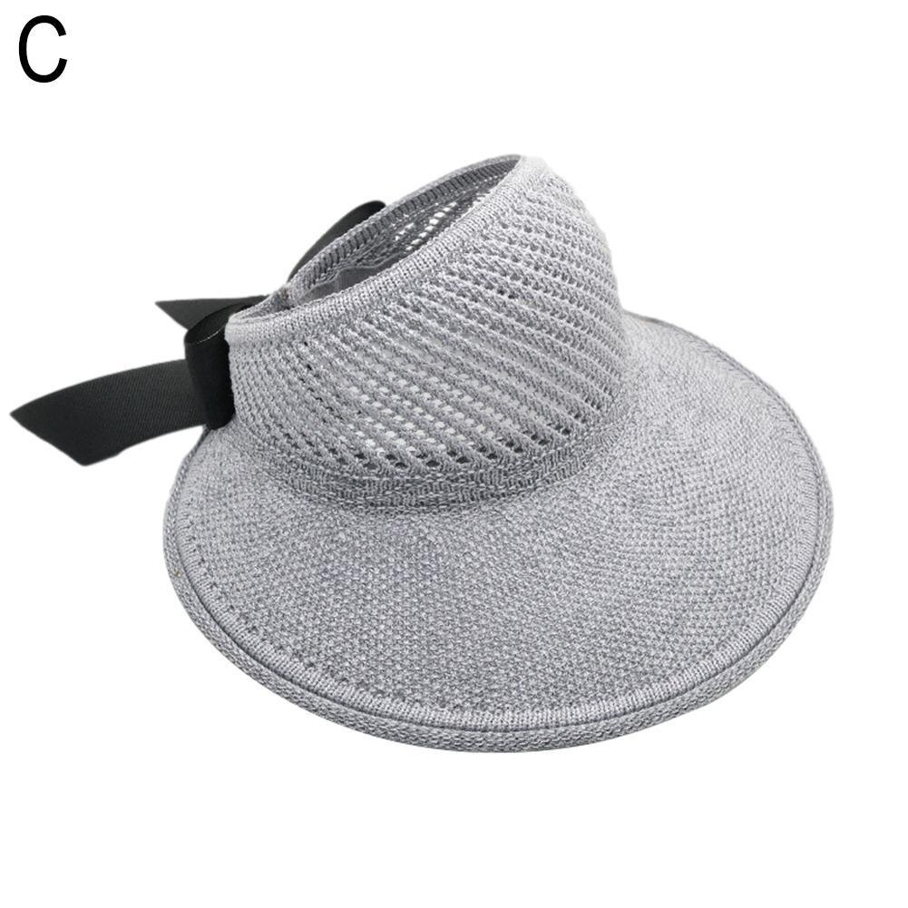 Outdoor Zomer Vrouwelijke Zon Hoeden Grote Rand Klassieke Strik Stro Voor Vrouwen Strand Hoed Casual Mode Uv Cap Opvouwbare Hoed protec P2U8: C