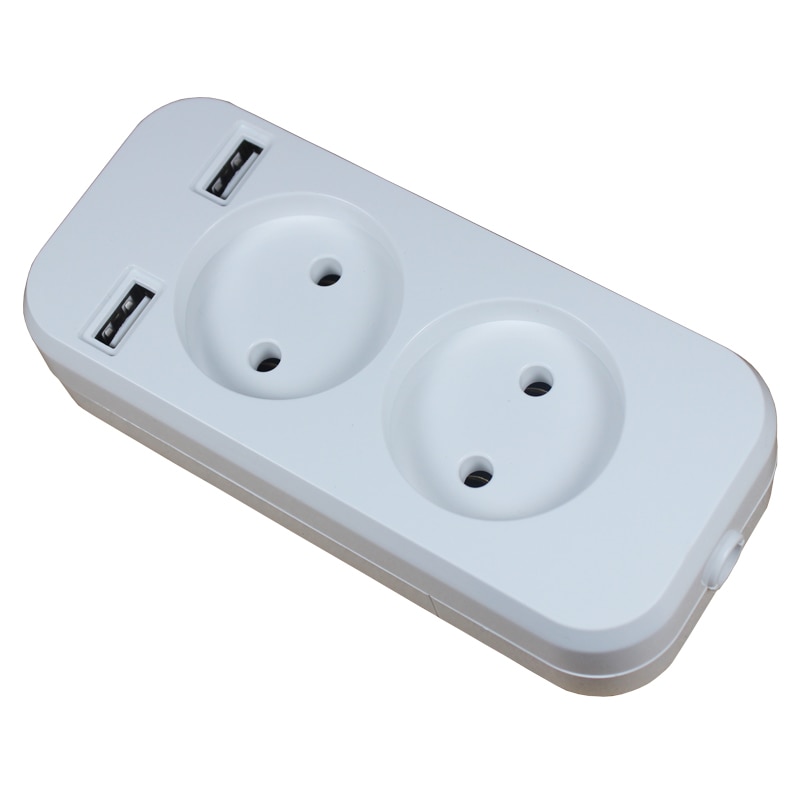 USB extension socket with easy fixing 2 USB port EU standard 5V2A outlet no cable A8
