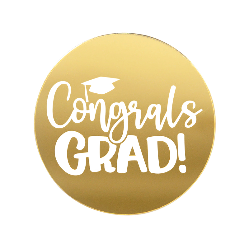 10pcs Congrats Grad Cupcake Toppers Class Of Bachelor Cap Acrylic Cake Toppers For Celebrate Graduation Party Cake Decor: Fluorescence Yellow