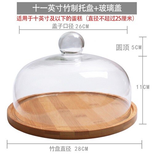 Modern trä tårta arrangemang tallrik med lock glas täcka konst hem desserter frukt mat display bricka matbord heminredning: Xl
