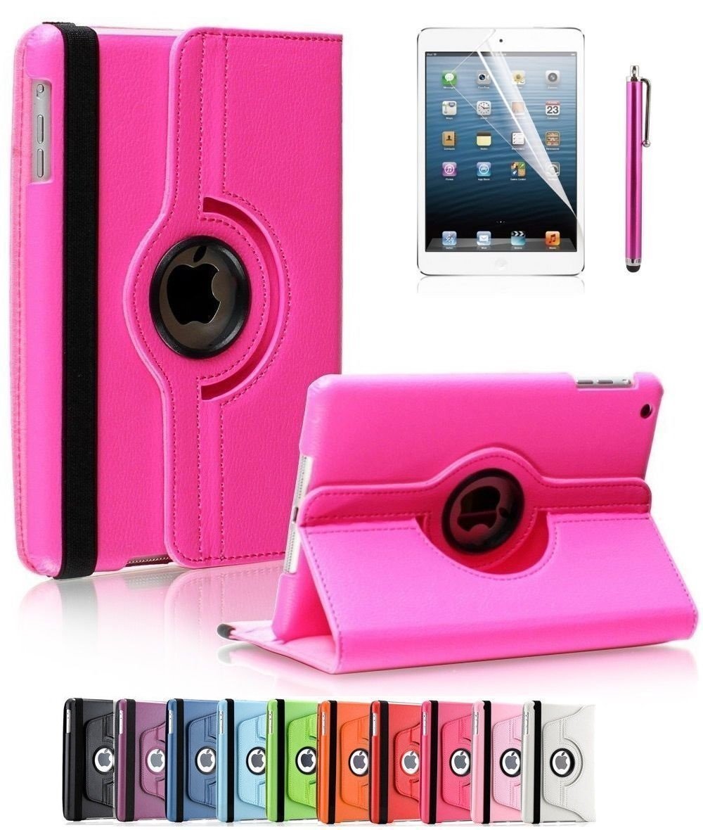 CucKooDo 360 Degree Rotating Stand Smart Case Cover for iPad with Retina Display (iPad 4th), For the iPad 3 & iPad 2: RoseRed