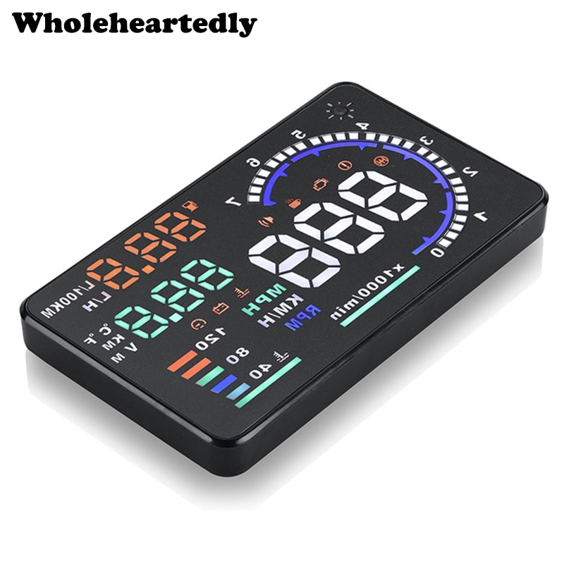 A8 5.5" HUD Car Head Up Display LED Windscreen Projector OBD2 Scanner Speed Warning Fuel Consumption Data Diagnostic