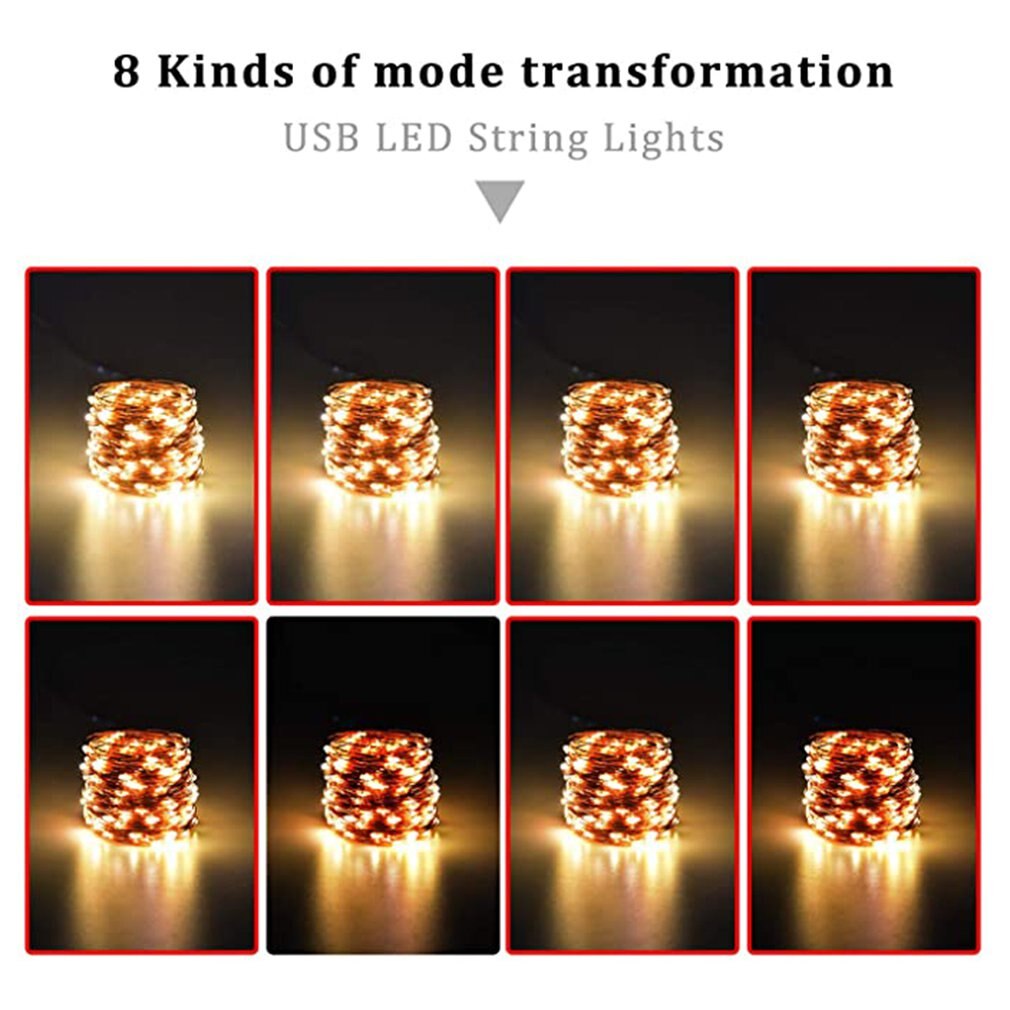 USB LED String Light Remote Control 5M/10M 50/100LED Fairy String Light 20M Copper Wire for Wedding Christmas Decor lamp