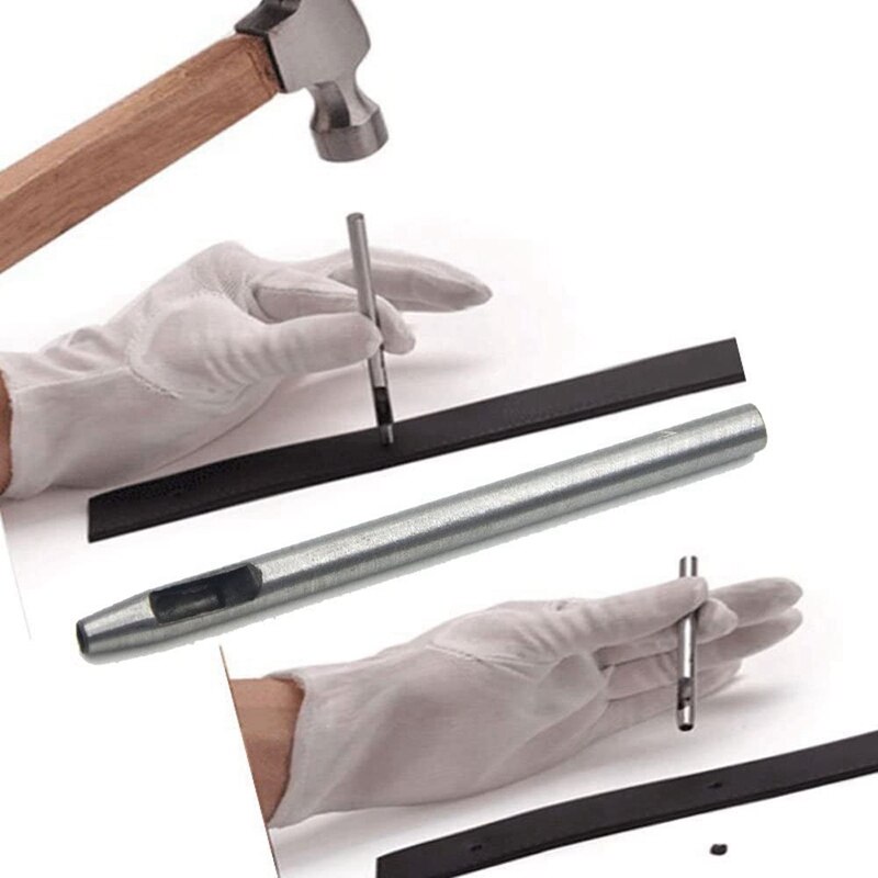 14 Uds redonda conjunto de punzones huecos de artesanía de cuero golpe herramienta Agujero hueco golpe herramienta de corte para ver bandas cinturones de lona