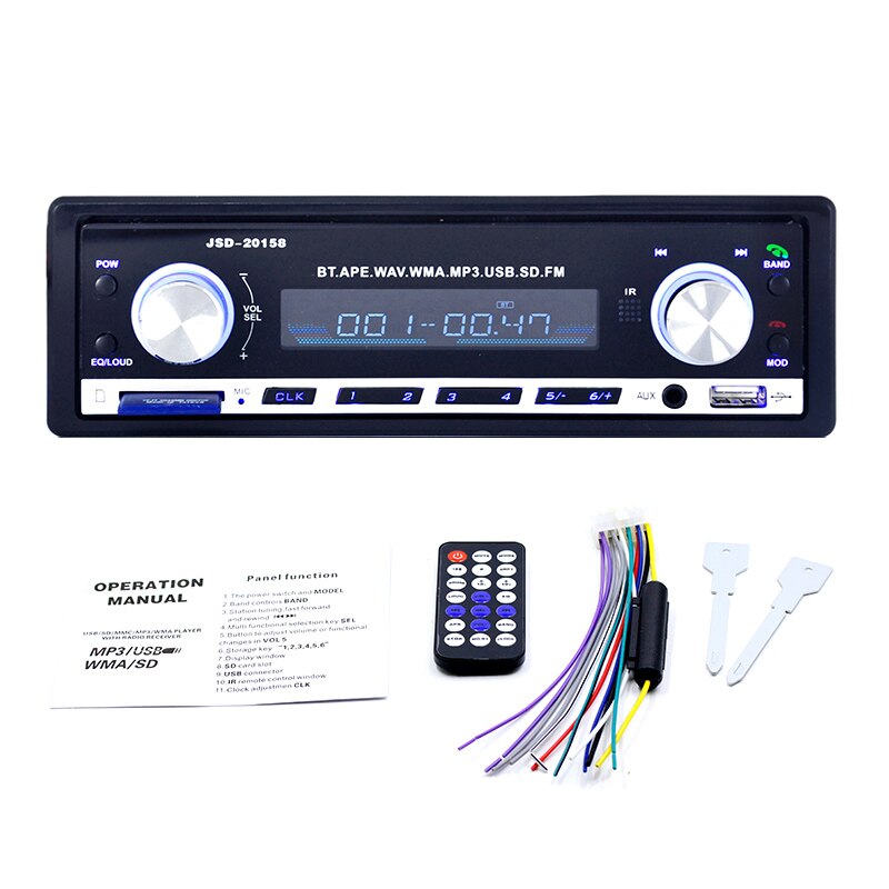 JSD-20158 Auto Radio Car MP3 Card Player Car MP3 Player Support Bluetooth Music Digital High FM Stereo Radio