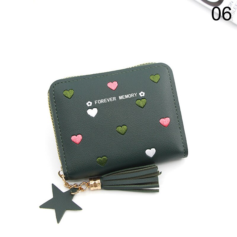 Portafoglio piccolo per donna portafoglio Mini nappa da donna portafoglio corto da donna con cerniera borsa portamonete in pelle Pu da donna 2021: green