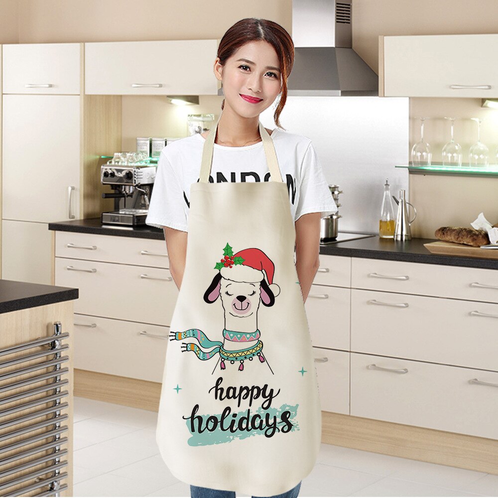 Nette Alpaka Frauen Männer Küche Schürzen Wasserdichte Kochen öl-nachweisen Baumwolle Leinen Antifouling Koch Schürze Reinigung 68*55cm 0008