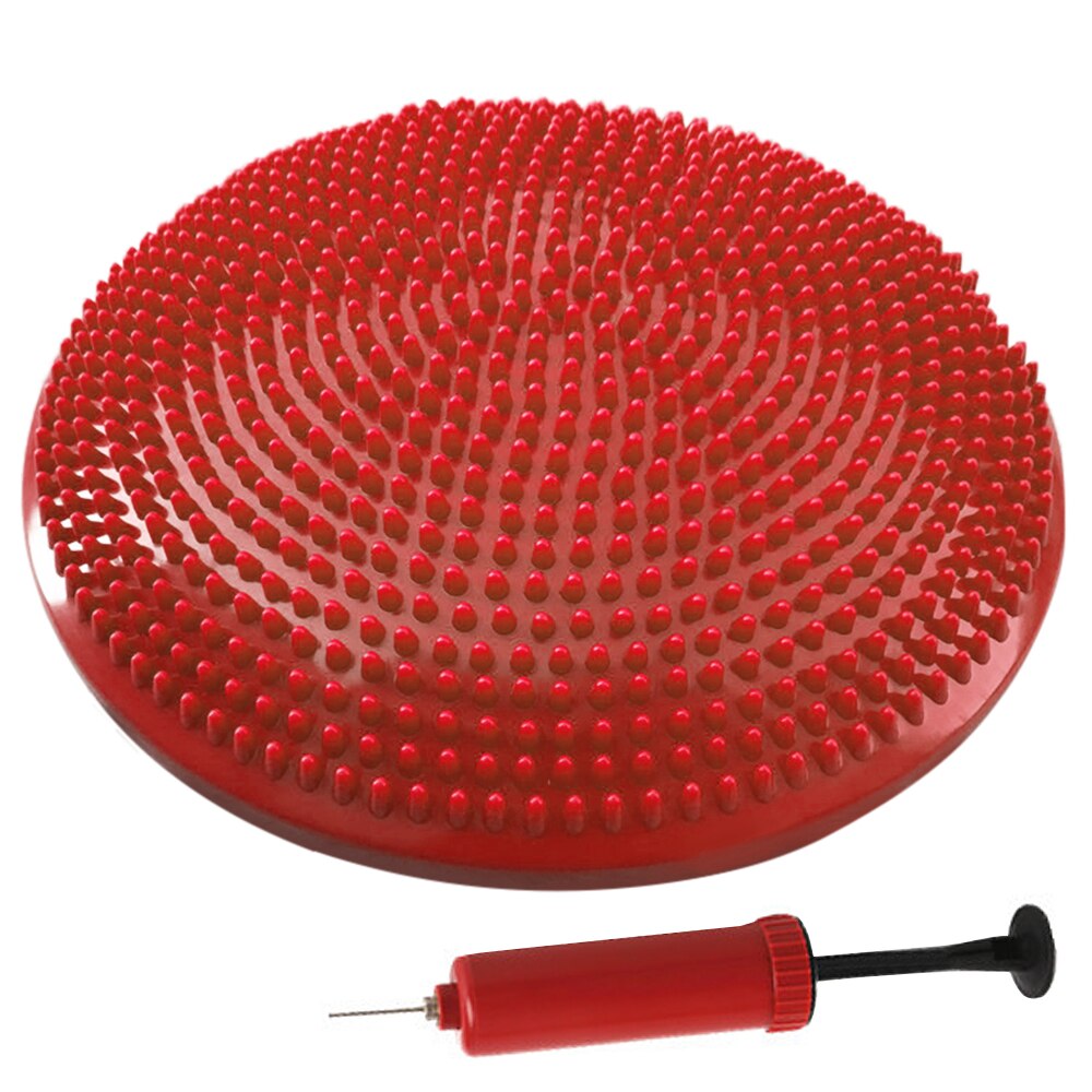 33CM Yoga Balance Disc Inflatable Stability Wobble Cushion Free Hand Pump PVC Anti-slip for Adults and Kids Improve Balance: Red