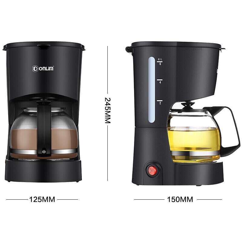 Donlim coffee machine home mini mini large capacity American drip bubble tea dual-use machine DL-KF200