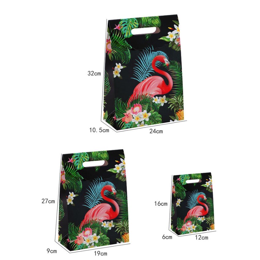 10 stk / pakke sticking håndtasker flamingo sort taske håndtaske til bryllupsfest fødselsdag papirpose blomster