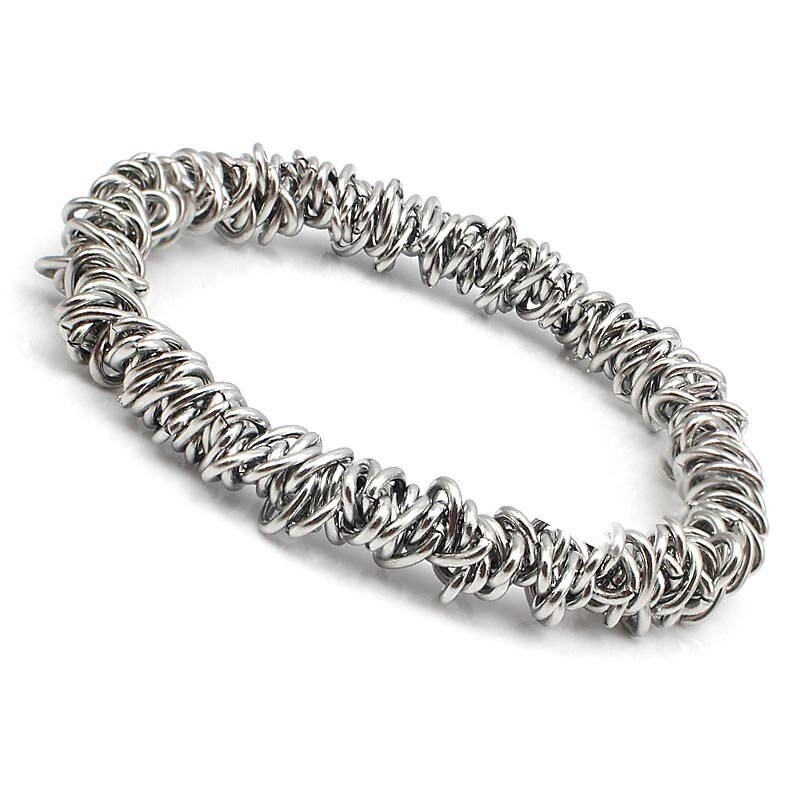 Making 316L stainless steel chain link silver metal charm stretch bracelet elastic stretchy bangle bracelets for women